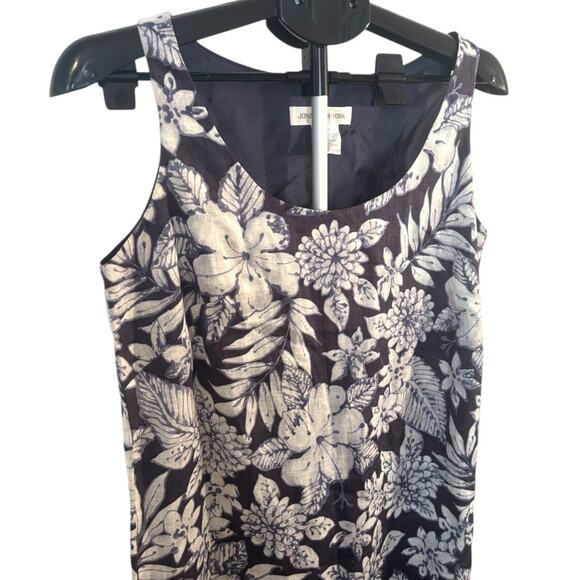 Jones New York 100% Linen Maxi Dress Size 10 Navy Floral Sleeveless Summer - Picture 5 of 9